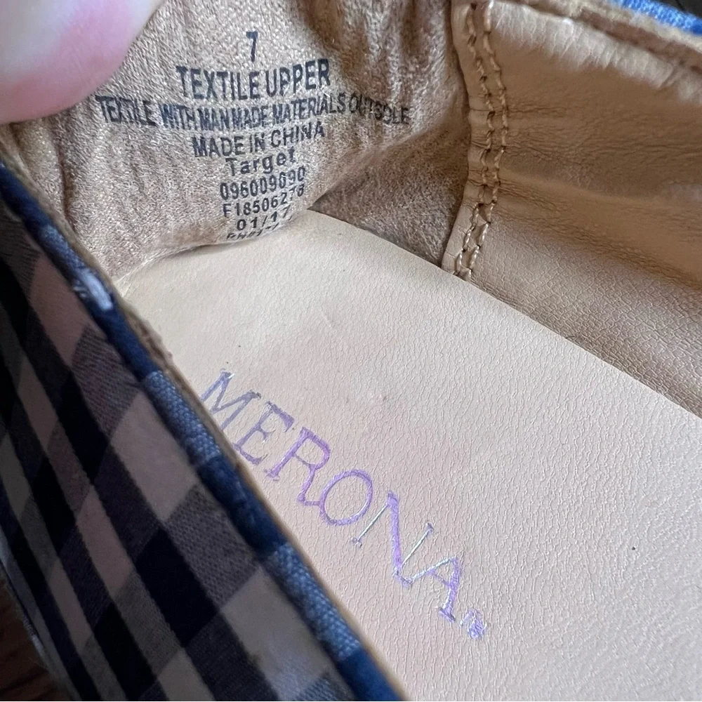 Merona Sonya ballet flats in a navy gingham pattern size 7